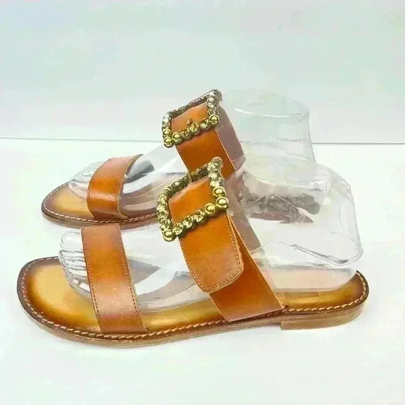 Emanuele Crasto Cuoio (brown) Leather Slides Size 9 Euro 39 - Picture 3 of 10